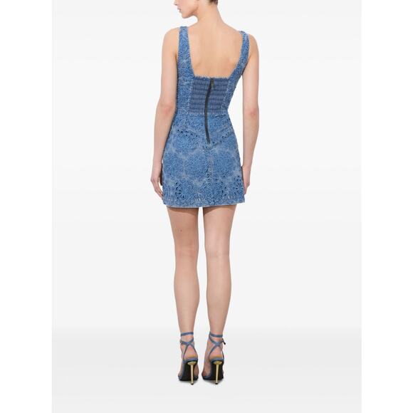 ALICE + OLIVIA Maryann Eyelet Embroider Denim Dress Avery Blue Sz 4 NWT $495 Q35 - Picture 6 of 8